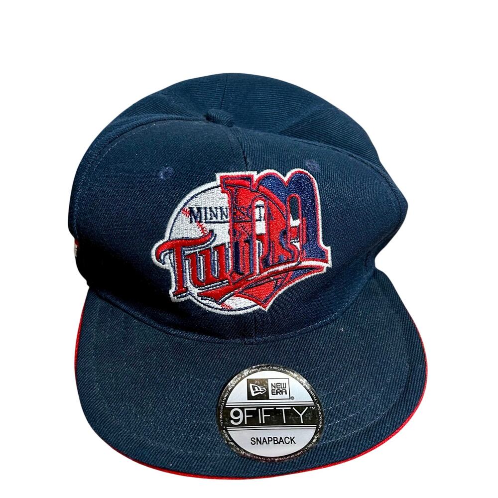 New Era 9FIFTY Minnesota Twins Snapback Hat - Navy/Red Retro Logo Throwback MLB